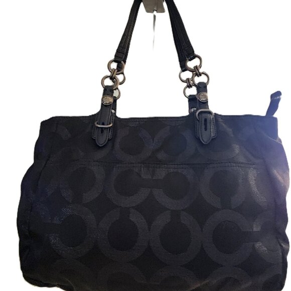 Euc Coach Mia Metallic Lurex Black Shoulder Bag w/Wristlet - Picture 6 of 16